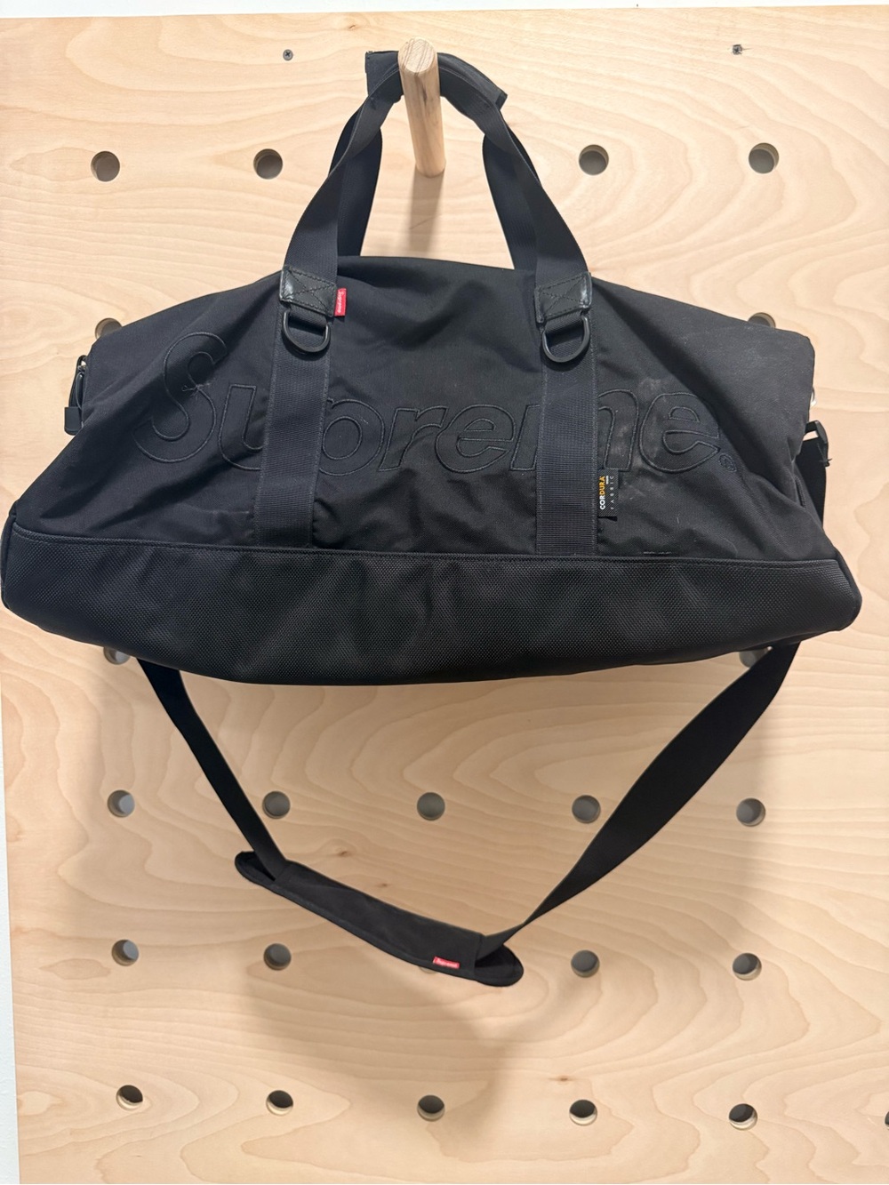 Vintage Supreme Cordura Black Contour Duffle Bag - Carryall Weekend Bag FW15